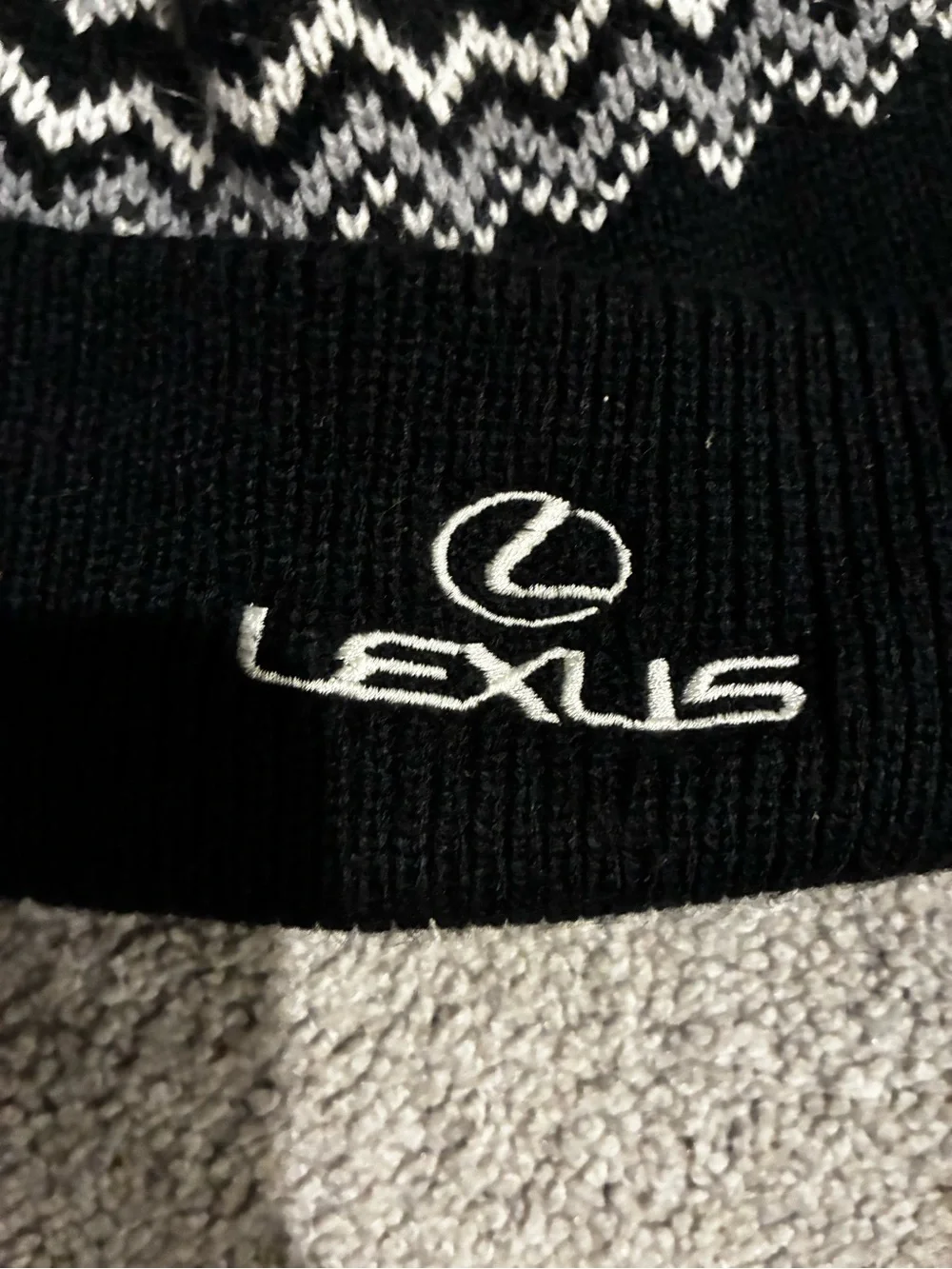 Lexus Black & Silver Pom Beanie